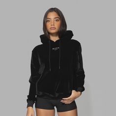 w Blvck Paris, Bold Embroidery, Sweat Noir, Velvet Hoodie, Wardrobe Goals, Woman Clothes, Pocket Hoodie, Iconic Logo, Traditional Fashion