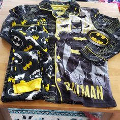 Batman 2 Pc Pajamas Top Is Fleece And Buttons Down Yellow Long Sleeve Sleep Set, Yellow Long Sleeve Sets For Pajama Party, Yellow Long Sleeve Sets For Sleepover, Yellow Long Sleeve Sleepover Set, Batman Pajamas, Batman Yellow, Batman Halloween, Baby Batman, Batman 2