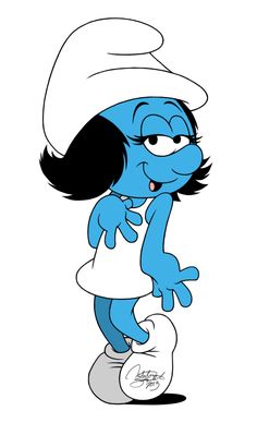 the smurf is wearing a chef's hat and holding his arms out