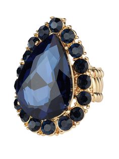 PRICES MAY VARY. Navy Teardrop Stone Studs Fashion Stretch Ring Pendant Size: 1.65" x 1.5" Navy/Gold-Tone Ideal for special evening events, proms, and parties This is considered fashion jewelry; color may fade over time without proper care. Stud Fashion, Stretch Ring, Stretch Bands, Stone Studs, Navy Gold, Metal Stamping, Womens Jewelry Rings, Rings Statement, Silver Tone