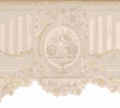 an ornately decorated wallpaper with white and gold trim