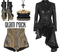 Natural Born Styler's stylebook at ShopStyle: GARDE-ROBE: LEATHER JACKETS Glam Rock Style Outfits, Balmain Shorts, Leather Jacket Details, Lady Wardrobe, Rocker Chic Style, Rock Style Outfits, Alt Clothing