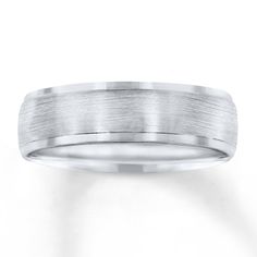 men's wedding band in 18k white gold with satin finish, 6mm