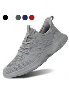 Grey  Collar   Plain  Embellished   Men Shoes Mens Running Shoes, Mens Casual Dress Outfits, Mens Running, Walking Sneakers, Everyday Shoes, Men Sneakers, Mens Casual Dress, Mens Casual, Running Shoes For Men