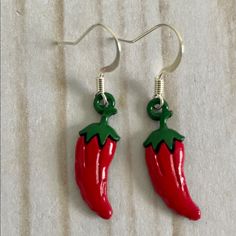 Red Hot Chili Peppers Earrings Nwot Charm Dimensions 3/4” X 1/4” Hand Made Novelty Red Pierced Earrings, Handmade Red Casual Earrings, Handmade Casual Red Earrings, Red Novelty Drop Earrings, Novelty Red Earrings For Gift, Casual Red Metal Jewelry, Casual Red Nickel-free Earrings, Sticker Earrings, Star Wars Earrings