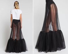 Sheer Tulle skirt/Sheer One Layer Black Maxi Skirt See Through Women Long Tulle Skirt with Unique Ruched Edge/Sheer Floor Length Maxi Skirt Sheer full length tulle party or beach skirt very stretchy waist. Over 60 color options Customizable to match your height XS----BUST:- 32, WAIST:-24, HIP:-34 S----BUST:- 34, WAIST:-26, HIP:-36 M----BUST:- 36, WAIST:-28, HIP:-38 L----BUST:- 38, WAIST:-30, HIP:-40 XL----BUST:- 40, WAIST:-32, HIP:-42 XXL----BUST:- 42, WAIST:-34, HIP:-44 Customized Your Size Wit Sheer Flowy Skirt Bottoms, Black Sheer Flowy Skirt, Black Sheer Mini Skirt, Black Sheer Long Skirt, Sheer Black Skirt For Summer, Black Sheer Skirt For Summer, Fitted High Waist Tulle Skirt, Sheer Full Skirt For Summer, High Waist Fitted Tulle Skirt