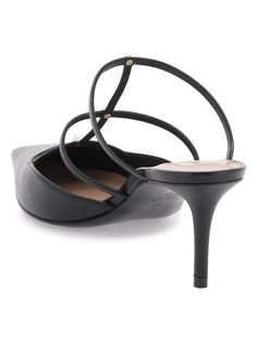 Slide into effortless sophistication with these sleek, black calfskin mules. They're elegantly designed with a sharp point and thin bands, punctuated by petite studs for an edgy flair. Perched on a high stiletto heel with a leather sole, these mules are the epitome of classy meets sassy. Made with premium black calfskin for a sleek, luxurious look. Features a chic pointed design for a cutting-edge fashion statement. Adorned with thin bands and petite studs for a touch of rockstar glam. High stil Rockstar Glam, Pointed Flats, Leather Cap, Pumps Flat, Sneaker Heels, Small Handbags, Leather Jewelry, Stiletto Heel, Lanvin