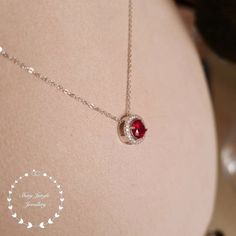 Ruby Necklace Halo 1 Carat 6 Mm Round Cut Genuine Lab Grown | Etsy Red Jewelry With Round Stone In Prong Setting, Dazzling Jewelry With Brilliant Cut Lab-created Ruby, Lab-created Ruby Jewelry Gift With Round Stone, Brilliant Round Cut Lab-created Ruby Jewelry, Gift Lab-created Round Ruby Jewelry, White Gold Jewelry With Lab-created Ruby For Gift, Dazzling Lab-created Ruby Jewelry As Gift, Dazzling Lab-created Ruby Jewelry For Gift, Gift Jewelry With Round Cut Lab-created Ruby