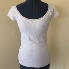 Charlotte Russe Scoop Neck White Sweater With Cap Sleeves And Ribbed Band. This Was Never Worn But Tags Removed. New Condition. Fitted Scoop Neck Cotton Top, White Fitted Scoop Neck Top, White Stretch Scoop Neck Top, White Scoop Neck Top For Spring, Cap Sleeve Sweater, White Sweater, S Crew, White Sweaters, Sleeve Sweater