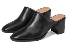 Madewell The Macarro Mule - Women's Clog Shoes : True Black : Madewell The Macarro Mule Clogs are something you would love to pair with almost anything and everything. Crafted with a smooth and polished cow leather upper and lined with a breathable pigskin leather, the shoes are comfy enough for long hours of wear. They come in an easy slip-on style and are finished with an almond toe and a block heel. Pigskin leather footbed. Synthetic outsole. Imported. Measurements: Heel Height: 2 3 4 in Prod Clog Shoes, Pig Skin, Long Hours, Clogs Shoes, Womens Clogs, Mule Clogs, Cow Leather, Mule, Block Heels