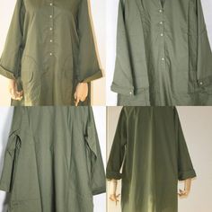 #clothing #women'sclothing #topstees #womenblouse #cottontop #womenshirt #loosefittingshirt #longshirt #largesizeclothing #cottonshirt #cottonblouse #summershirt #womensshirt #festivalshirt #longsleevedshirt #midishirt Green Tunic Blouse For Fall, Relaxed Fit Collared Khaki Blouse, Green Tunic Top For Fall, Khaki Military Top With Relaxed Fit, Green Long Sleeve Shirt With Roll-up Sleeves, Green Casual Relaxed Fit Tunic, Green Relaxed Fit Casual Tunic, Olive Military Style Tops For Fall, Military Style Long Sleeve Tops With Relaxed Fit