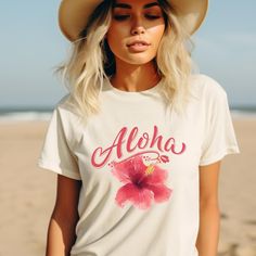 Embrace tropical vibes with our Summer Vacation Shirts for Women, a trendy Comfort Colors t-shirt featuring a vibrant floral print. Perfect for beach days, this Hawaiian shirt combines style and comfort, making it a must-have for any summer getaway. 𝗗𝗘𝗧𝗔𝗜𝗟𝗦 👕 Comfort Colors, Unisex 👕 100% ring spun cotton 👕 Double-needle collar 👕 Twill taped neck and shoulders 👕 Double-needle armhole, sleeve, and bottom hems 𝗖𝗔𝗥𝗘 𝗜𝗡𝗦𝗧𝗥𝗨𝗖𝗧𝗜𝗢𝗡𝗦 👕 Machine wash cold. 👕 Wash like colors Tropical Crew Neck Tops For Spring, Tropical Print Tops For Vacation, Casual Hawaiian Shirt With Letter Print, Trendy Tropical Print Top For Vacation, Trendy Tops With Tropical Print For Vacation, Trendy Top With Tropical Print For Vacation, Trendy Tropical Print Hawaiian Shirt For Vacation, Trendy Hawaiian Shirt With Tropical Print For Vacation, Summer Casual Hawaiian Shirt With Crew Neck