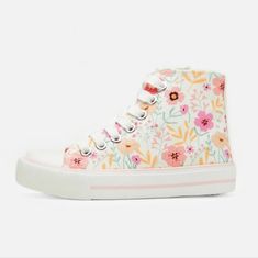 Cynthia Rowley Pink Floral High Top Sneakers - Size 9 Inner Ankle Zip Closure Absolutely Adorable! #1780gc Cute Spring High-top Sneakers With Round Toe, Cute High-top Sneakers With Round Toe For Spring, Cute High-top Sneakers For Spring, Spring School Sneakers With Round Toe, Spring Canvas Shoes With Rubber Sole For School, Lace-up Canvas Shoes For School In Spring, Spring Lace-up Canvas Shoes For School, Spring Canvas Lace-up Shoes For School, Spring School Canvas Shoes With Rubber Sole