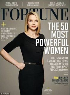 a woman in a black dress is featured on the cover of fortune magazine, with her hands on her hips