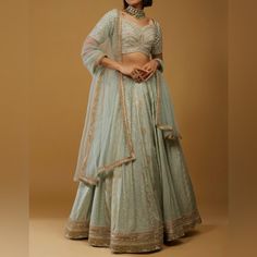 New With Tag Lehenga Waist- 6 - Small - (Waist 30) Lehenga Length (Waist To Floor Including Heels) - 46 Inch (116 Cm) Italian Linen Dress, Embellished Party Dress, Blue Stripes Pattern, Floral Print Sundress, Dress And Jacket Set, Bandage Dress Bodycon, Cotton Blends Dress