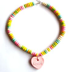 Faux Candy Necklace - Kawaii Candy Choker – Fatally Feminine Designs Kawaii Multicolor Personalized Jewelry, Personalized Kawaii Multicolor Jewelry, Personalized Pink Necklaces For Best Friend Gift, Cute Personalized Multicolor Charm Necklaces, Handmade Kpop Style Necklace For Gift, Personalized Kawaii Jewelry For Birthday, Personalized Multicolor Necklaces For Best Friend, Personalized Playful Necklace For Friendship, Cute Pink Necklace For Best Friend