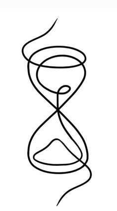 an hourglass is shown in the shape of a line art drawing with black ink on white paper