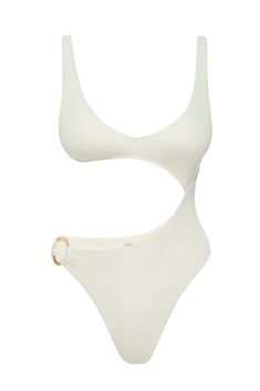 St. Barth's One Piece - Ivory White Wedding Bathing Suit, Elegant Cutout Backless Swimwear, Elegant One-piece Cutout Swimwear, Elegant Backless Cutout Swimwear, Chic Cutout Backless Swimwear, Elegant Cutout Swimwear For Poolside, Elegant Poolside Cutout Swimwear, Chic Cutout Swimwear For Night Out, Bridal Swimsuit