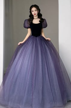 Purple Tulle Sequin Long Princess Dress Evening Gown · Little Cute · Online Store Powered by Storenvy Vestido Color Lila, Prom Dress Purple, Purple Ball Gown, Purple Evening Dress, Purple Tulle, Princess Prom Dresses, A Line Evening Dress, Evening Dresses With Sleeves, Purple Prom Dress