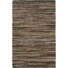 an area rug with brown and black stripes on the bottom, in front of a white background