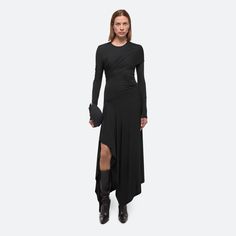 Helmut Lang Protection Dress |HELMUTLANG.COM Bohemian Jewels, Garment Manufacturing, Denim T Shirt, Denim Outerwear, Layered Design, Sleeved Dress, Back Women, Fashion Plates, Short Coat