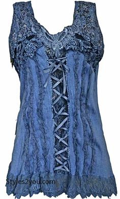 Women's Vintage Corset Tank Top In Blue and many more colors Fitted Lace Trim Camisole Tank Top, Fitted Sleeveless Tank Top With Lace Bodice, Fitted Lace Bodice Sleeveless Tank Top, Fitted Sleeveless Tank Top With Lace Patchwork, Fitted Lace Patchwork Camisole For Spring, Fitted Lace Bodice Tank Top, Fitted Vest With Adjustable Tank Straps, Fitted Lace Tank Top With Straps, Fitted Lace Top Camisole Tank