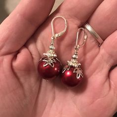 Red Christmas Earrings Christmas Earrings Christmas Ornament | Etsy Elegant Holiday Dangle Earrings, Elegant Christmas Drop Earrings, Elegant Holiday Party Jewelry, Holiday Jewelry With Matching Earrings, Holiday Silver Drop Earrings, Silver Holiday Drop Earrings, Elegant Christmas Jewelry With Dangle Shape, Silver Earrings For Holiday Parties, Elegant Holiday Earrings For Festive Occasions