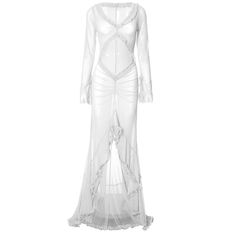 Please refer to our sizing chart for a guideline when choosing a size. 5 business days order processing time. 90% polyester 10% spandex Elegant Sheer V-neck Maxi Dress, Sheer Stretch V-neck Dress, Fitted V-neck Dress With Mesh Sleeves, Fitted Maxi Dress With Sheer Sleeves For Prom, Sheer Fitted V-neck Dress, Sheer Fitted Mesh Maxi Dress, Sheer Tulle Floor-length Maxi Dress, Sheer V-neck Maxi Dress For Prom, V-neck Mesh Party Dress