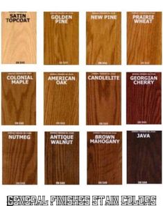 the different colors of wood that are available for stain and varnishing on furniture