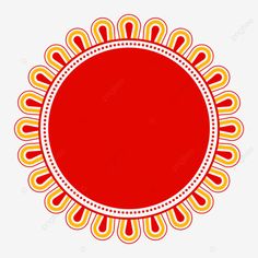 a red circle with yellow and orange designs on it, circular, frame, decoration png and psd