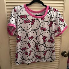 Pajama Shirt Only Hello Kitty Shirts, Hello Kitty Car, Hello Kitty Aesthetic, Dog Sketch, Hello Kitty Items, Pinterest Outfits, Pajama Shirt, Cat Shirts, Sleepwear Women