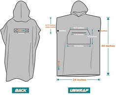 an image of a hooded ponchy with measurements for the hood and sleeves on it