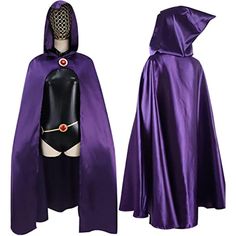 a purple caped cloak is shown with the hood open