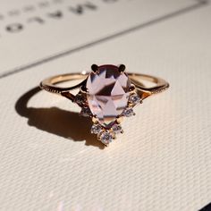 [Details] ✧ Material > sterling silver 92.5%, Amethyst, CZ ✧ Color > 14k gold vermeil ✧ Size > US 7 This ring is a beautiful and well-made! When you wear a ring, your hands look brighter and your skin tone looks white. It's an elegant ring with various stones set. It has a noble and cute feeling. Elegant Lavender Amethyst Ring In 14k Gold, Gold Amethyst Ring For Wedding, Fine Jewelry, Gold Amethyst Ring With Center Stone For Wedding, Oval Rose Gold Jewelry With Vs Clarity, Elegant Gold Amethyst Diamond Ring, 14k Gold Teardrop Jewelry For Promise, Teardrop 14k Gold Promise Ring, Fine Jewelry Amethyst Gold Ring, Elegant Gold Amethyst Ring With Halo Setting