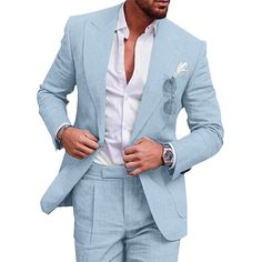 Men's Linen Suits Beach Wedding Summer Suits Solid Colored 2 Piece Tailored Fit One-Button Champagne Beige 2024 2024 - $95.99 Mens Linen Suit, Linen Suits For Men, Casual Suits, Cambodia Wedding, Linen Suits, Mens Linen, Wedding Summer, Groom Wear, Linen Suit