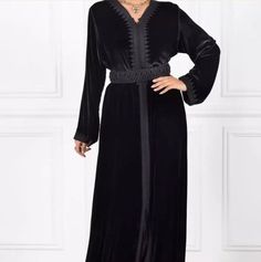 Caftan, Moroccan Kaftan, Black Moroccan Velvet Kaftan, Dubai Gown, Black Evening Dress , Abaya , This item is made to order and can be customised Ritual Robes, Black Caftan, Velvet Kaftan, Morrocan Fashion, Moroccan Kaftan Dress, Caftan Moroccan, Black Moroccan, Dress Abaya, Black Evening Dress