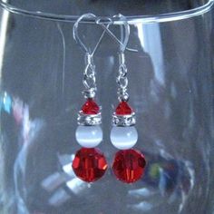 Santa Earrings Swarovski Crystal Earrings Christmas | Etsy Swarovski Christmas Tree, Xmas Earrings, Christmas Jewelry Diy, Santa Earrings, Swarovski Christmas, Earring Christmas, Holiday Earrings, Christmas Tree Earrings, Fun Jewelry