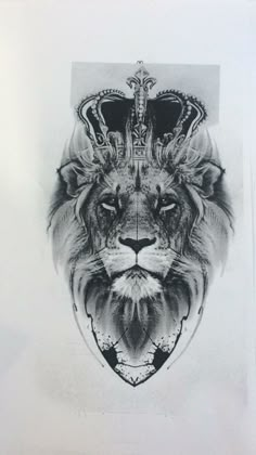 a drawing of a lion with a crown on it's head