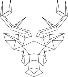 the head of a deer made out of polygonal shapes, with horns on each side