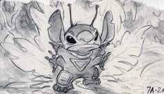 a pencil drawing of a cartoon character