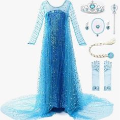 Elsa Outfit, Picture Dress, Costume Birthday Party, Princess Elsa Dress, Sequin Costume, Frozen Elsa Dress, Christmas Fancy Dress, Elsa Costume, Frozen Costume