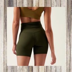 Athleta Elation Rib Olive 7” Shorts - Aspen Olive Nwot Brand New But No Tag / From Outlet Athleisure Biker Shorts With 5-inch Inseam For Gym, Athleisure Gym Shorts With Contoured Waistband, Athleisure Activewear Shorts With Contoured Waistband, Sporty Gym Athletic Shorts With 5-inch Inseam, Sportswear Athletic Shorts With Contoured Waistband For Workout, Athleisure Workout Shorts With Contoured Waistband, Sporty Athletic Shorts For Gym With 5-inch Inseam, Sports Activewear Shorts With Contoured Waistband, Sporty Athletic Shorts With Contoured Waistband