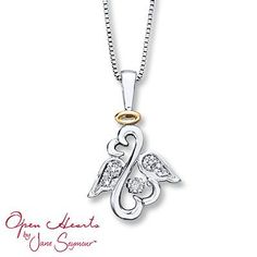 From the Open Hearts Rhythm collection, this necklace features an angel with the iconic Open Hearts design styled in sterling silver, cradling a round diamond accent that shimmers as it moves. Dancing Diamond, Dog Necklace, Gold Halo