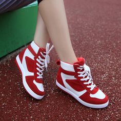 Leisure Sports Outdoor Color Matching High-Top Sneakers Sawyer Pokemon, Hello 11, Mode Shoes, Kawaii Shoes, High Top Sneaker, Girly Shoes, Lace Up Sneakers, Prom Shoes, Womens Wedges