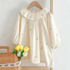 Long Sleeve Flower Embroidered Dress Material: Cotton True to size, please take your normal size. Flower Embroidered Dress, Baby Girls Dress, Spring Kids, Dress Autumn, Accessories Jacket, Dress Material, Girls Long Sleeve, Girls Dress