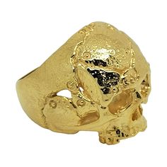 Heavy 14k Yellow Solid Gold. 22-25 grams of 14K gold. 17-19 Grams of 10K gold. Solid 14K Gold Skull Ring with unique design. When you wear it, it will completely dominate your finger and is a solid presence on your hand. The skull jewelry are at the top of the heap when it comes to loyalty and fighting prowess. This unique gold skull ring is totally handmade by Uniqable Jewelrs. Available in rose, yellow or white gold-Polished Finish Luxury Skull Ring As Gift, Gold Engraved Skull Ring For Anniversary, Gold Skull Ring, Yellow Gold Skull Jewelry For Gift, Luxury Gold Men's Skull Ring, Gold Skull-shaped Engraved Jewelry, Gold Skull Shaped Collectible Ring, Gold Skull Jewelry For Collectors, Gold Skull Ring Collectible