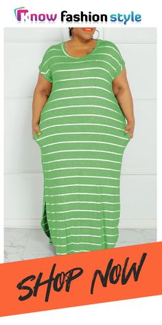 Green Fashion Casual Plus Size Striped Print Basic O Neck Short Sleeve Dress Casual Long Striped Dresses, Non-stretch Maxi Dress With Pockets, Casual Long Green Maxi Dress, Spring Green Maxi Dress With Pockets, Green Spring Maxi Dress With Pockets, Casual Green Maxi Dress With Pockets, Casual Green Maxi Dress, Green Dress With Pockets For Day Out, Green Dresses With Pockets For Day Out