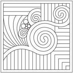 a black and white pattern with swirls in the center, as well as an image of