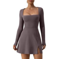 (Color: Tea Leaf) *Tight Cut Bodice, Square Neckline With Long Sleeve, Front Seam Trim, High Waist Basic Mini Dress. *Soft Breathable Stretch Material, Inner Lined Bust, No Pads, Above Knee Length, Side Slit, Athleisure Short Dress. *This Square Neck Bodycon Dress Features With Sleek Form-Fitted, Stretch Fabric Sucks You In And Hug You In All The Right Places, Casual Dress For Fall, Winter, Spring. *Simple Yet Fashion For All The Occasions Like Street Shot, Vacation, Party, Club, Night Out, Casu Casual Dress For Fall, Square Neck Bodycon Dress, Basic Mini Dress, Dress For Fall, Dresses Casual Fall, Bodice Dress, Club Night, Tea Leaf, Square Neck Dress