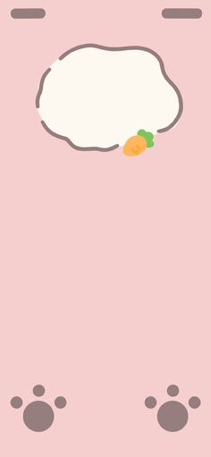 a pink background with footprints and an orange on the bottom right corner, which has a white cloud above it